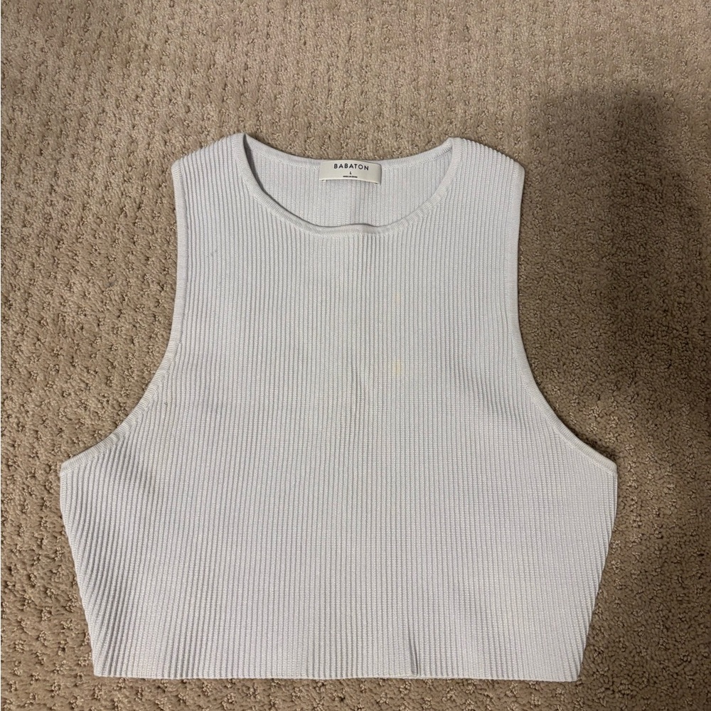 Aritzia Women's White Ribbed Tank Top - Babaton